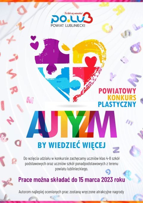„Autyzm – by wiedzieć więcej” / plakat: Starostwo Powiatowe w Lublińcu