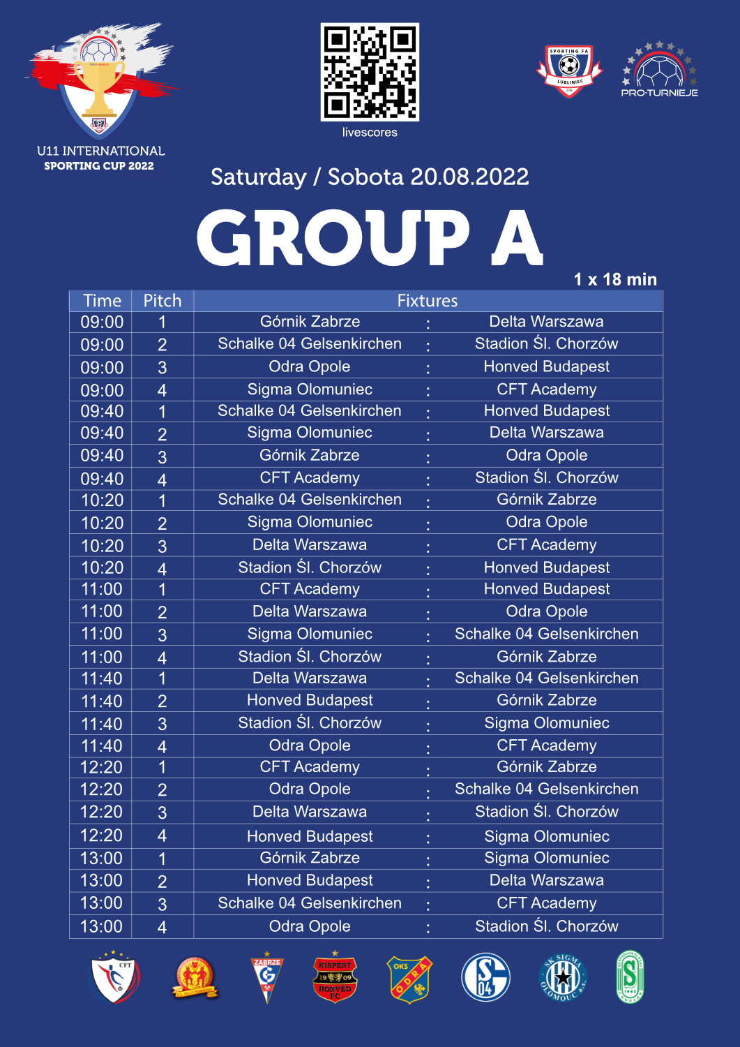 Terminarz grupy A, źródło: International Sporting Cup/Facebook