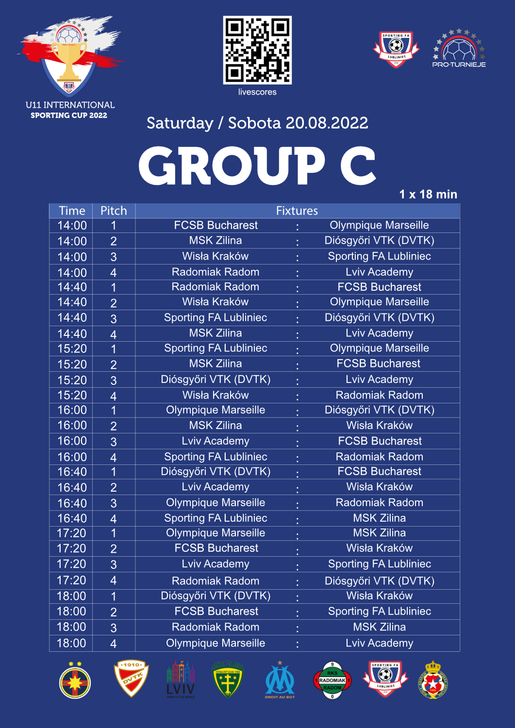 Terminarz grupy C, źródło: International Sporting Cup/Facebook