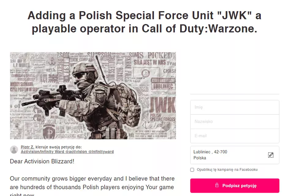 Operator JWK z Lublińca w grze Call of Duty?
